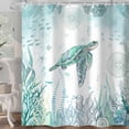 thumbnail image 3 of Sea Turtle Shower Curtain, Blue Teal Ocean Beach Decor Bathroom Curtains, Nautical Coastal Fish Beachy Summer Animal Seashell Kids Theme Waterproof Fabric Shower Curtain Set with Hook, 72x72in, 3 of 6