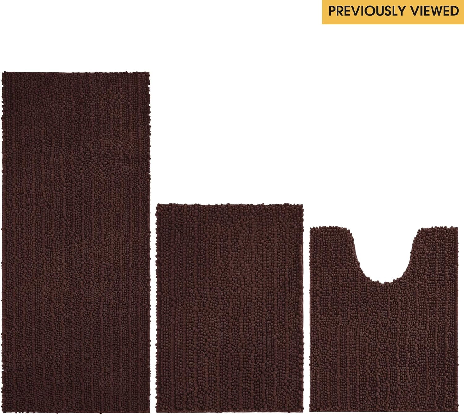 HAKUNA Upgrade Extra Large Brown Bathroom Rug Set 3 Pieces Ultra Soft, Thick Absorbent Bath Mats, Non Slip Chenille Toilet Mat for Bathroom, Bedroom, Kitchen, Dark Coffee