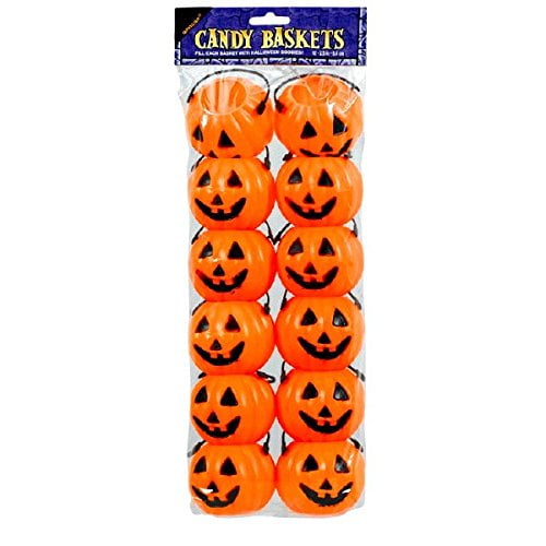 Pumpkin Plastic Treat Pails Package of 12