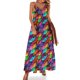 thumbnail image 1 of Vestido de plumas brillantes con estampado colorido, elegante vestido largo con escote en V, estilo bohemio, para playa, con tirantes, moda urbana, vestido oversize, 1 of 7