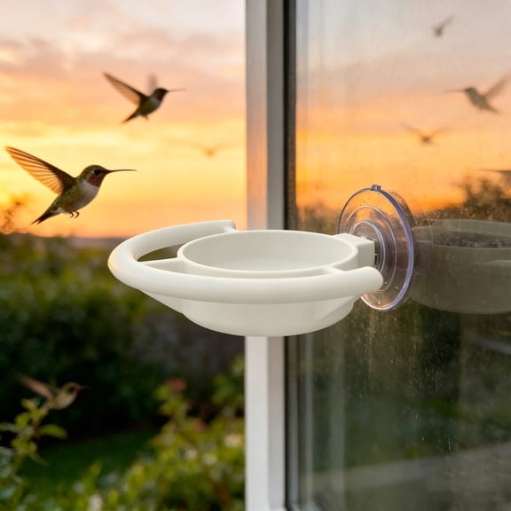 Sahpxhe Bird Feeders Outdoor, Plastic Window Suction Cup Feeder for Wild Birds Watching Backyard Decor White