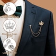thumbnail image 3 of HUGFEGWE Crown Hanging Chain Brooch Pins, Rhinestone Suit Pins Fashion Crystal Lapel Pins UA824-3106, 3 of 7