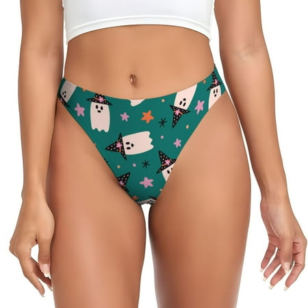 Rateoe Halloween Ghosts Pattern Seamless Women Underwear Thongs No Show Ladies Thong No Line Breathable Comfortable Panties Undies for Women-X-Small