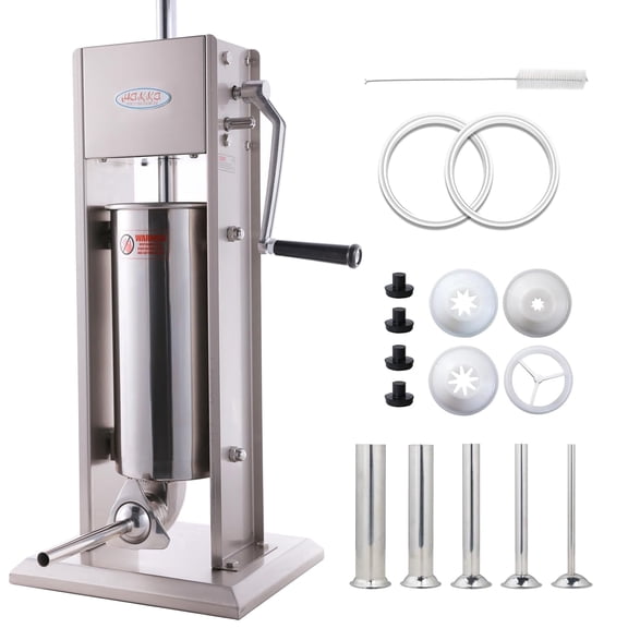 Hakka 5L/11LB Stainless Steel Vertical Sausage Stuffer and Spanish Churro Maker with 2 Speeds