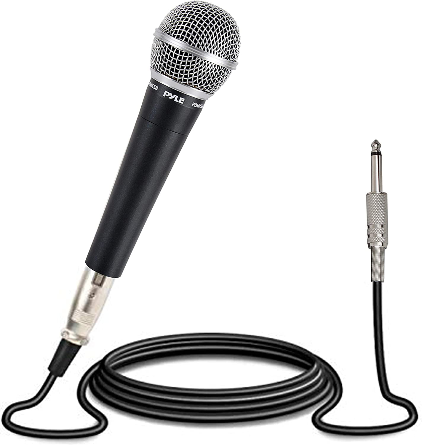 Microphone Stand &  Dynamic Mic Bundle - Black  Stand with Cardioid Vocal Mic, XLR  for Studio Live Performance