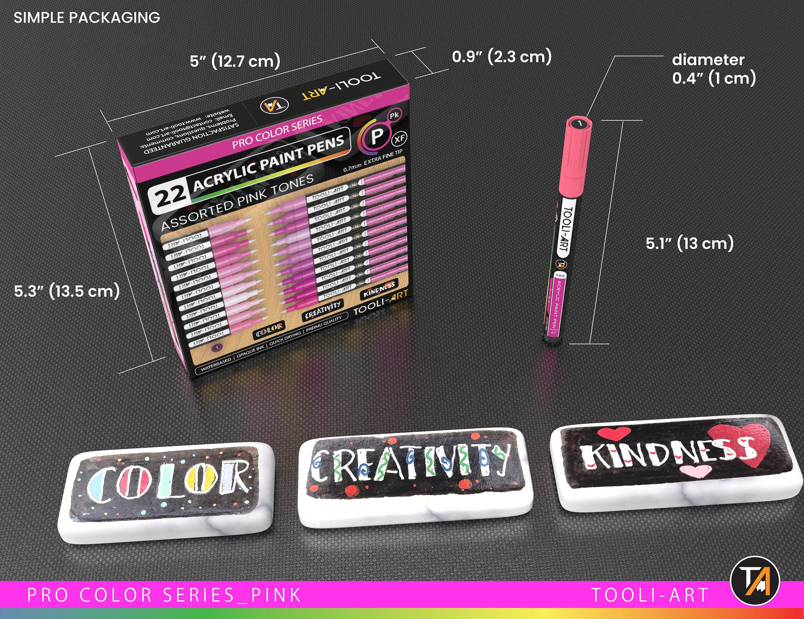 Acrylic Paint Pens 22 Assorted Pink Pro Series Markers Set (0.7mm EXTRA FINE)
