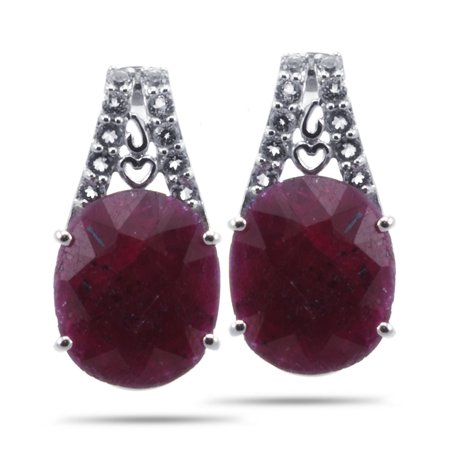 Royal Jewels Collection, Natural Faceted Opaque Ruby Sterling Silver Earrings