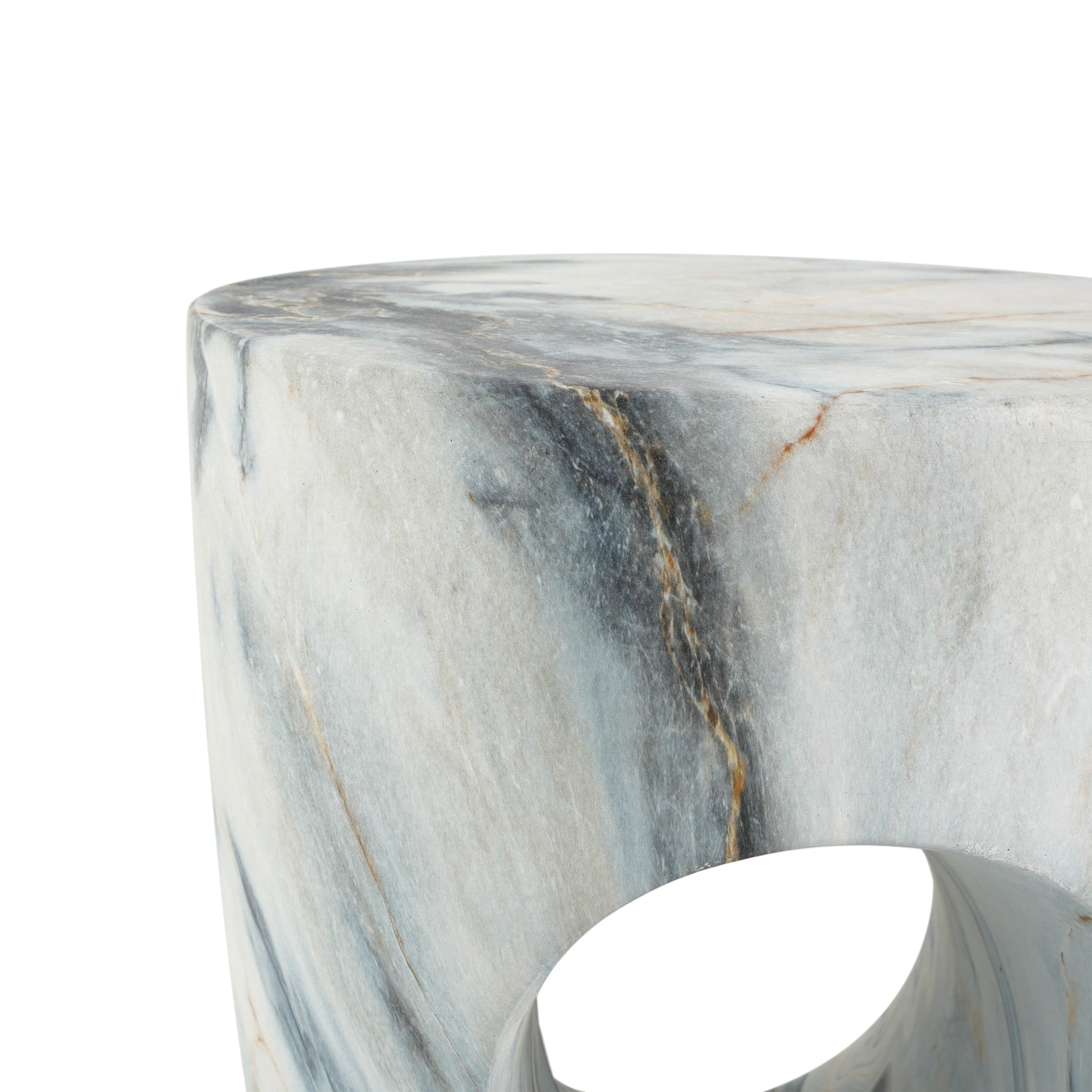 Christopher Knight Home 19.29" Modern Round Faux Marble Accent Side Table, Indoor Outdoor Use, Blue