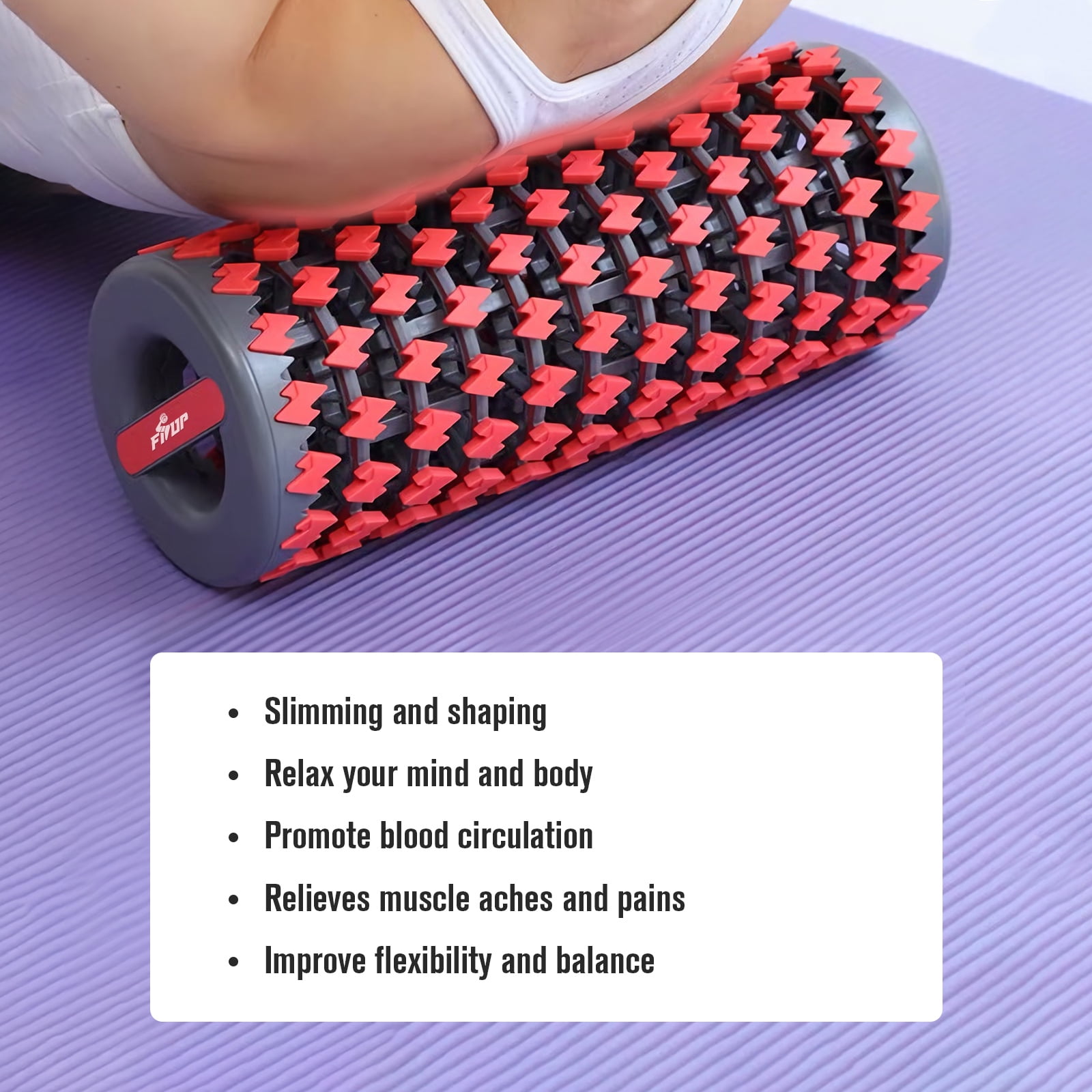 FISUP Retractable Foam Roller Muscle Massager Therapy Yoga Block Pilates Exercise Equipment, Blue