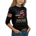 thumbnail image 3 of Abcomgle Girls American Flag Shirts 250th Anniversary Print Patriotic Shirts 4th Of July T-Shirt Crew Neck 3/4 Sleeve Shirts Loose Independent Day T Shirt,Black,12-13Years, 3 of 5