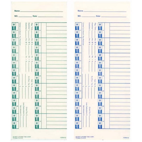 Lathem E2 Time Cards - Double-Sided (Box of 1,000), Bi-Weekly