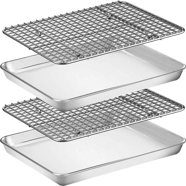 Baking Sheet with Cooling Rack Set [2 Sheets + 2 Racks], GoXteam