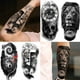thumbnail image 4 of 22 Hojas 3D Antebrazo Media Manga Tatuajes Temporales para Hombres Mujeres Adultos, Grandes Tribal León Guerrero Tigre Lobo Flor Cráneo Falso Tatuaje Pegatinas Halloween, (patrón aleatorio)   JM, 4 of 7