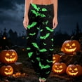 thumbnail image 2 of Domzest Halloween Womens Pajama Pants Halloween Graphic Wide Leg Pajama Bottoms Cute Drawstring Elastic Waisted Sleepwear Green M, 2 of 6