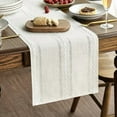 thumbnail image 5 of Sm:)e Linen Table Runner for Dining Table 13 x 72 Inch Ivory Burlap Linen Style Rustic Farmhouse Kitchen Dining Room Decoraton, 5 of 7