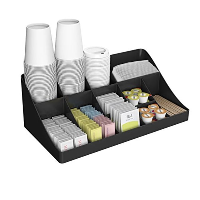 Photo 1 of mind reader 11 compartment breakroom coffee condiment organizer, black