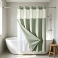 thumbnail image 4 of Waffle Weave Double Layer Shower Curtain, Waterproof Polyester Fabric Bathroom Curtain with Detachable Liner & Metal Grommets, No Hook Installation, Quick-Dry, Machine Washable, 72 x 36 Inches, 4 of 6