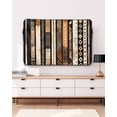 thumbnail image 3 of Outdoor TV Cover 52 to 55 Inch Weatherproof, Retro Boho Waterproof TV Screen Protector for Outside Decor with Zipper and Pocket 52"L x 30"H , Ethnic Tribal Striped Pattern Brown Beige, 3 of 7