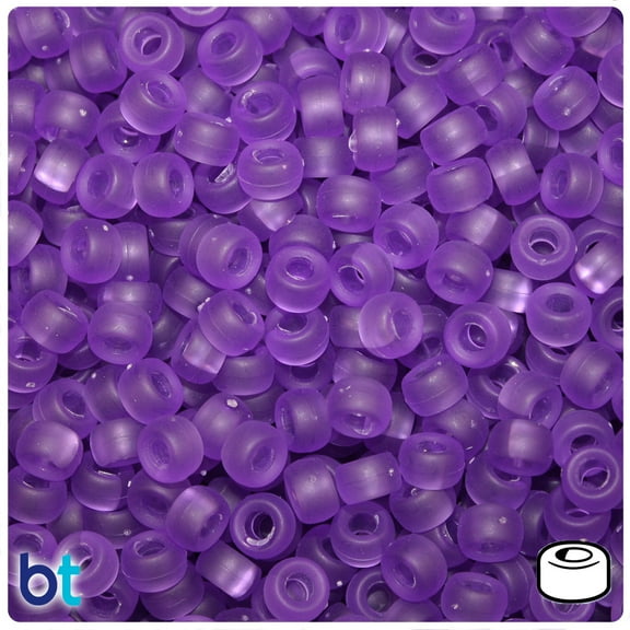 BeadTin Amethyst Frosted 6.5mm Mini Barrel Pony Beads (1000pcs)