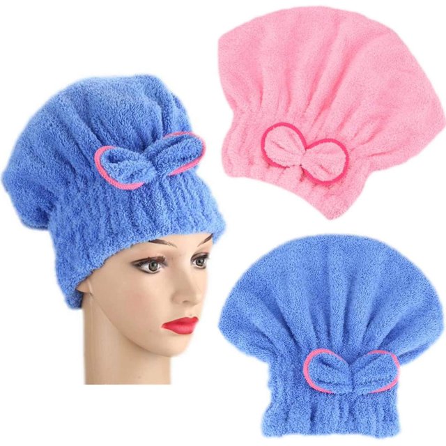 Dry Hair Hat, 2 Pcs Drying Bath Hat Showerhead Bath And Spa Towel Bathing Cap Dry Turban Cap Quick-drying Absorbent Hair Towel For Kids