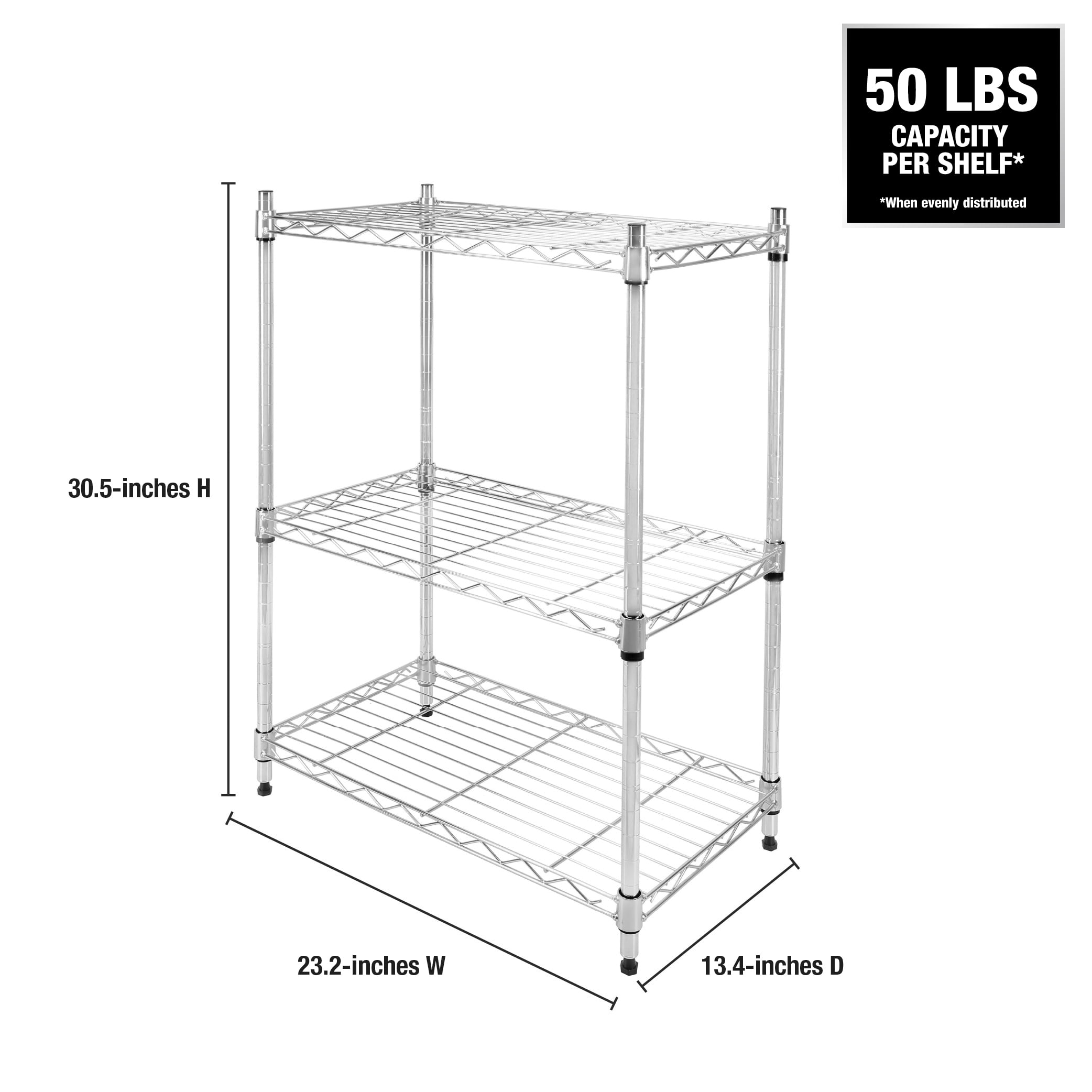 WorkPro 3-Tier Chrome Slim Wire Shelving