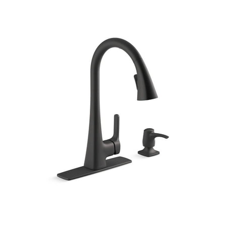 KOHLER R26281-SD-BL Maxton Touchless Pull-Down Kitchen Faucet with soap/Lotion Dispenser, Matte Black