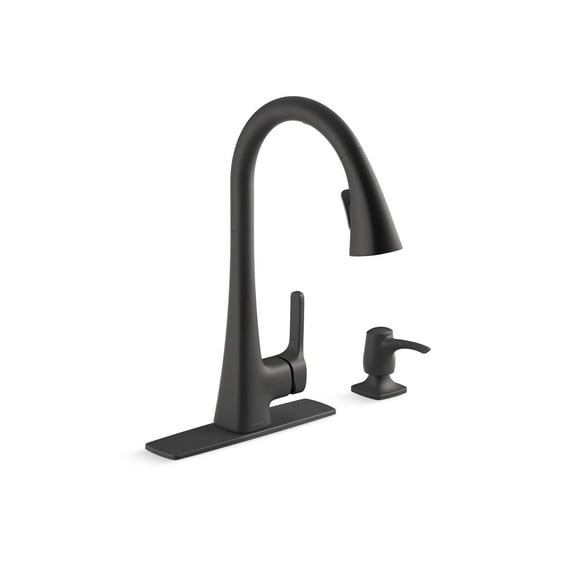 KOHLER R26281-SD-BL Maxton Touchless Pull-Down Kitchen Faucet with soap/Lotion Dispenser, Matte Black
