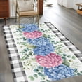 thumbnail image 3 of 3'x5' Area Rugs, Blue Pink Hydrangea Indoor Outdoor Area Rug for Living Room Bedroom, Eucalyptus Leaves Summer Botanical Plaid Washable Bathroom Rugs Kitchen Floor Carpet Mats Home Decor Aesthetic, 3 of 8