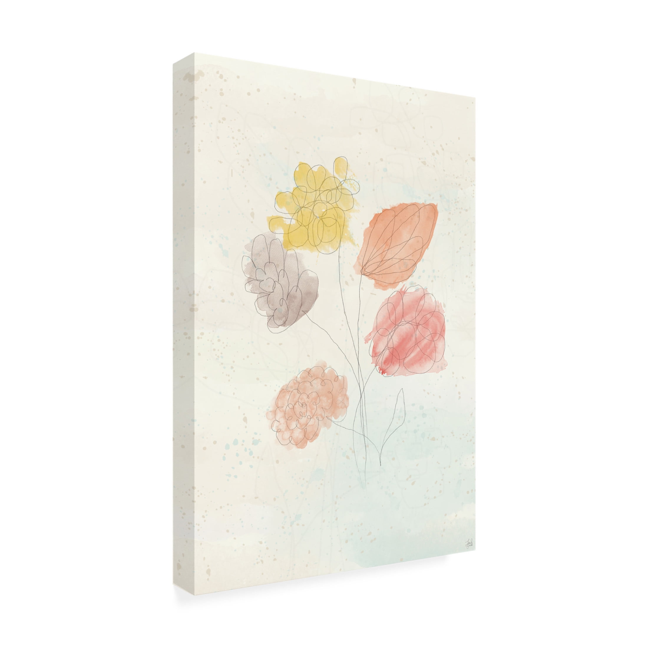 Canvas Wall Art - Line and Brush 'Splashed Color Bouquet ' Wall Art for Living Room, Bedroom, or Office Décor by Trademark Fine Art - 22 x 32 Inches