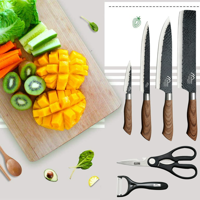 Chef Essential Carbon Steel Culinary Knife Set – 6-Piece Sharp Knife Set –  Meat, Veggie, Bread Knife Set – Nonstick Chef Knife Cooking Knives –