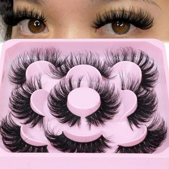 Half Lashes Natural Look Wispy False Eyelashes Mink 3/4 Corner Lashes Clear Band Fake  7 Pairs Multipack by Eefofnn