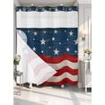 thumbnail image 4 of 4th of July No Hook Shower Curtain Waterproof,Bathroom Curtains with Snap in Liners and See Through Top Window,American Flag Star on Wood Independence Day Hotel Bathtub Curtains Shower 66"Wx72"L, 4 of 8