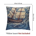 thumbnail image 4 of Nautical Flannel Fleece Pillow Cushion Cover, Never Stop Exploring Classic Art Ship Whale Lettering Deep Blue Sea, Decorative Square Accent Pillow Case,  Dark Blue White, 4 of 7