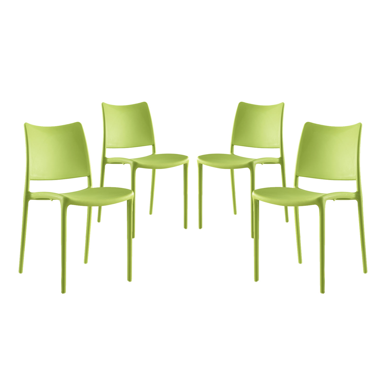 Modern Contemporary Urban Design Outdoor Kitchen Room Dining Chair ( Set of 4), Green, Plastic - image 1 of 5