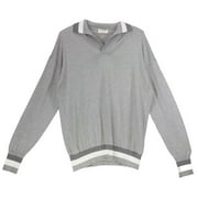 Mary Ya Men's Grey / White Polo Marin Long-sleeve - XL