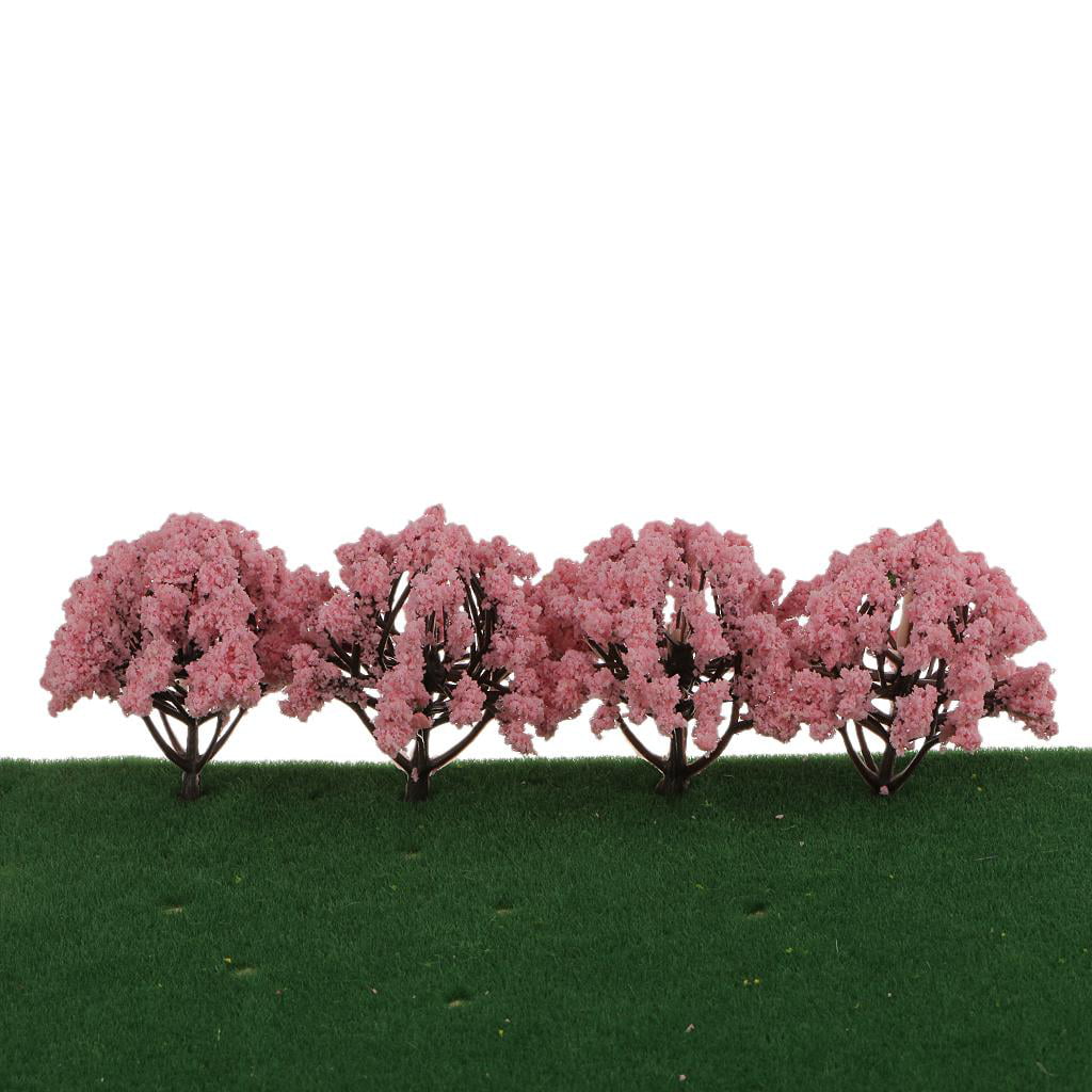 20pcs Plastic Model Trees Road Park War Game Scenery Layout 8cm SA80-Pink 
