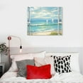 thumbnail image 4 of Nawypu Window Picture Seascape Wall Art: Sailboat Beach Scene Artwork Painting on Canvas for Office 20x16in, 4 of 4