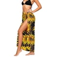 thumbnail image 5 of PWPSG Women’s Adjustable Tie Beach Sarong Skirt, Sunflower Floral Print Soft Sheer Fabric, Multi Use Swim Wrap for Seaside Relaxation Yellow Free Size, 5 of 6