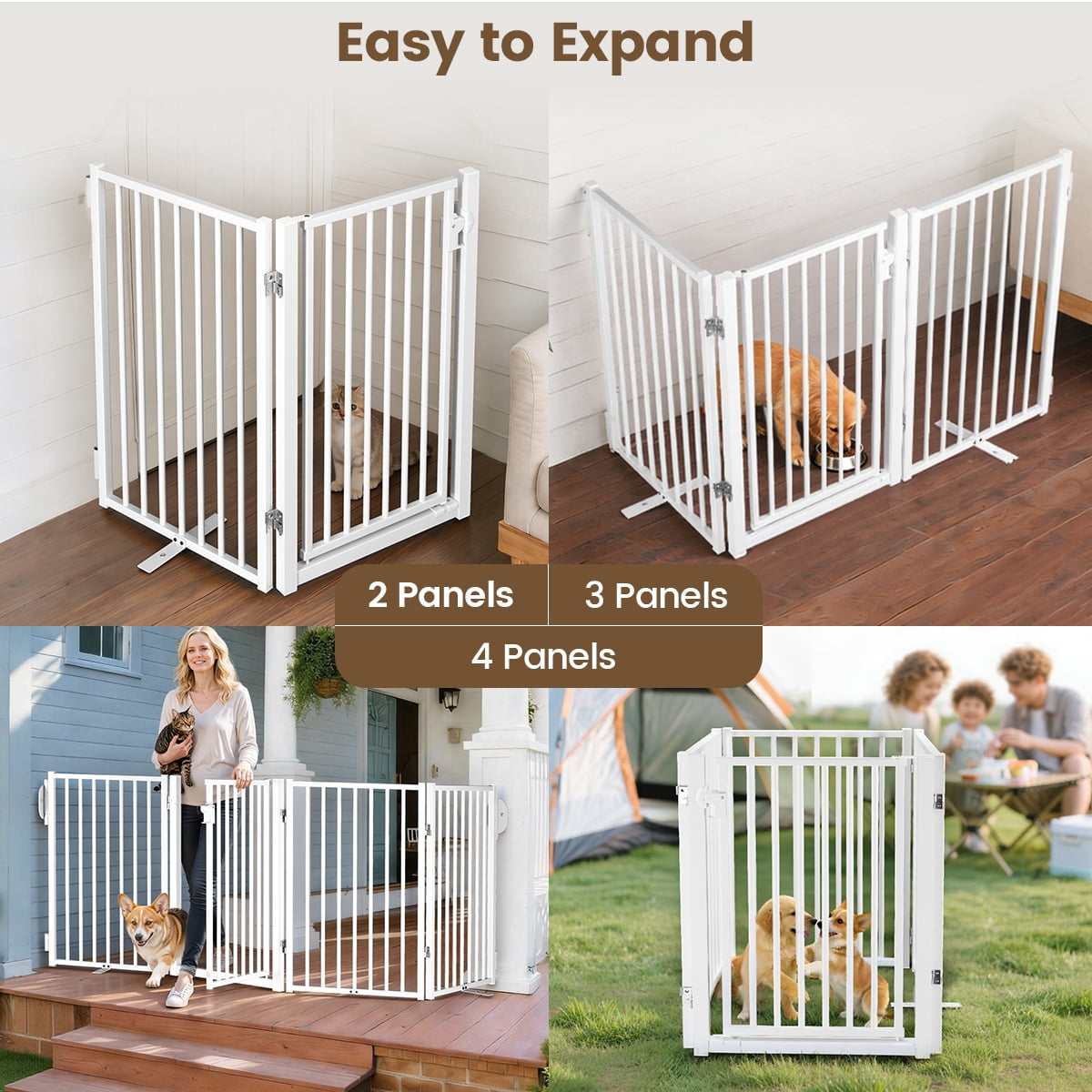 Pet Gate,Domipet Foldable Dog Fence Indoor, 32''Height Dog Gate for Fireplace,Kitchen,White