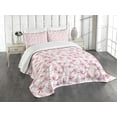 thumbnail image 3 of Ambesonne East Quilted Bedspread Set 3 Pcs, Japanese Cherry Blooms, King Size, Pale Pink Blush, 3 of 5