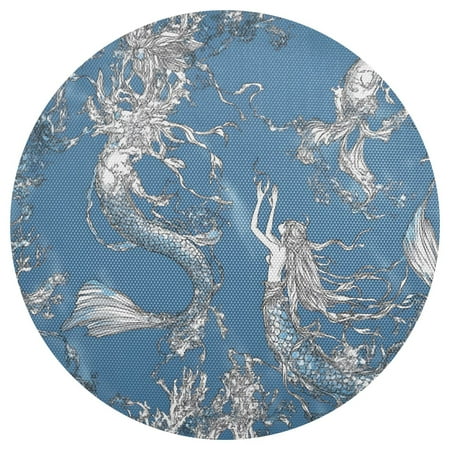 

Mermaid 4-Piece 15.4in Heat-Proof PVC Plate Mats Easy Cut and Clean for Family Use