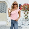 thumbnail image 2 of Fjuchai Womens Summer Tank Tops Sleeveless Ruffled One Shoulder Vest Solid Shirts Vest Tees Shirts Button Slim Round Neck Sleeveless Top, 2 of 8