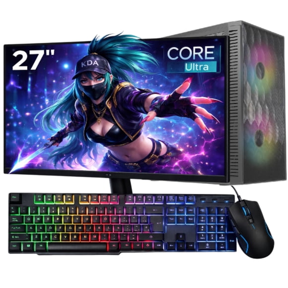 Computadora Completa de Escritorio Gamer Intel Core Ultra 5 225 16Gb DDR5 SSD 500 Gb Monitor 27" WIFI
