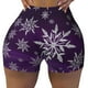 thumbnail image 2 of Balery Snowflake Gradient Purple Pantalones cortos de entrenamiento estampados para mujer, sin costuras, ajustados, para gimnasio, yoga, correr, deportes, ejercicio activo, fitness.-Medium, 2 of 8