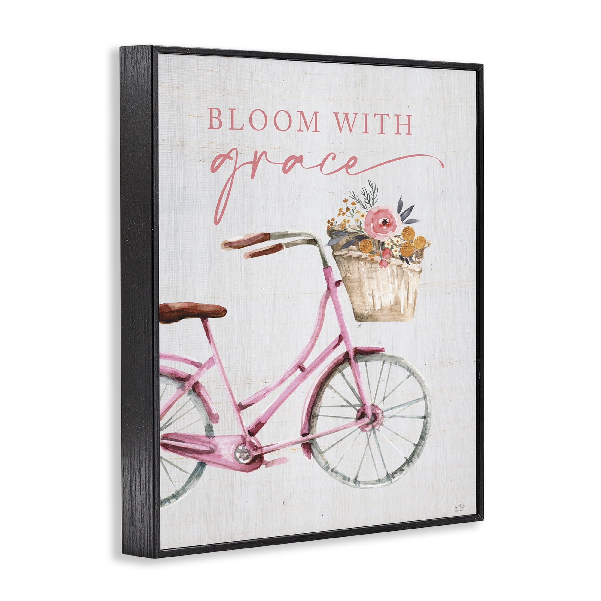 Stupell Industries Bloom With Grace Bicycle Black Framed Giclee Art, design by Lux + Me Designs