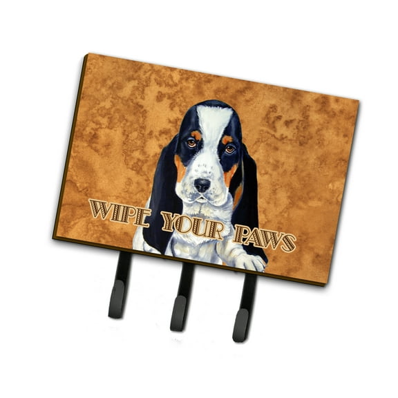 Carolines Treasures LH9450TH68 Basset Hound Wipe your Paws Leash or Key Holder Triple Hook multicolor