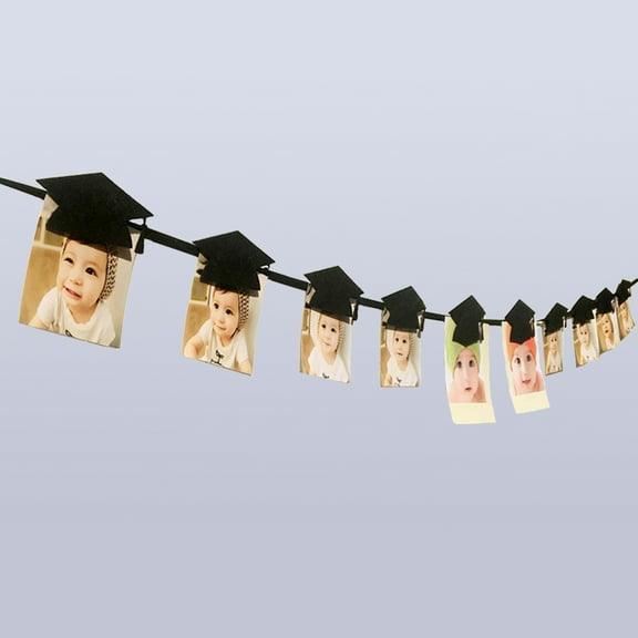 FRCOLOR 4 Meters Banners Graduation Banners Doctoral Hat Shaped Photo Banners Garland With Clips Photo Props Backdrop For Graduation Party Favors