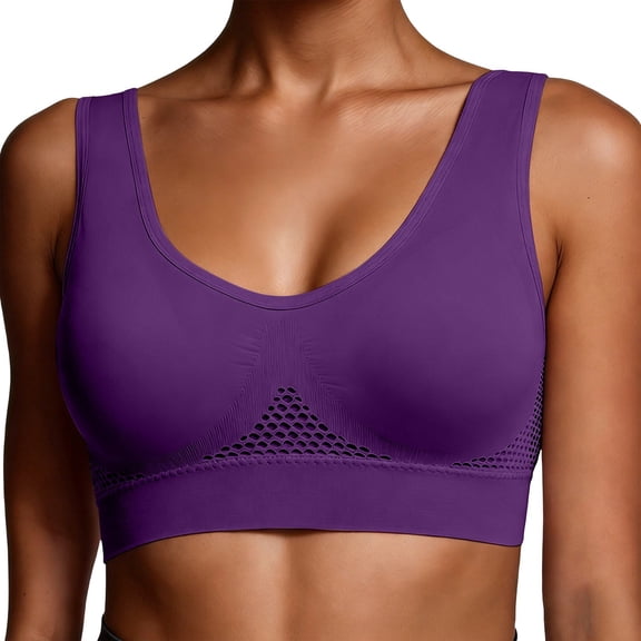 Uvwlwu Wireless Jelly Bras for Women, Small Gathering Fitness Running Yoga Backless Bra Without Underwire and Breathable Sports Bra