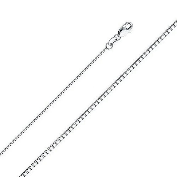 14k Yellow OR White Gold SOLID 0.9 mm Box Link Chain Necklace with Lobster Claw Clasp (white-gold, 18.0)