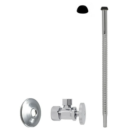 Westbrass 12" Bendable Corrugated Faucet and Toilet Supply Kit with 1/4-Turn Round Handle Angle Stop, Polished Chrome